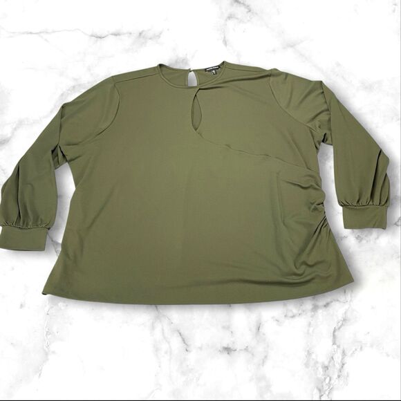 Universal Standard Womens Side Cinch Keyhole Blouse Size 2XL Green - Picture 1 of 15